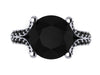14K White Gold Engagement Ring Split Shank Natural Black Diamond Classic Engagement Ring With 8mm Natural Diamond Center Celebrity - V1117