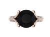 14K Rose Gold Engagement Ring Split Shank Natural Black Diamond Classic Engagement Ring With 8mm Natural Diamond Center Celebrity - V1117