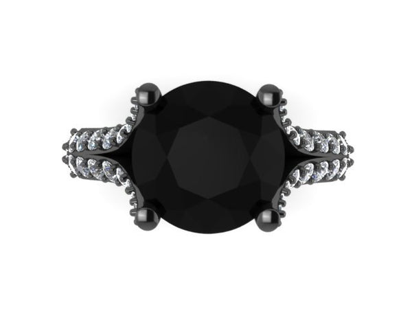 14K Black Gold Engagement Ring Natural Black Diamond Ring Classic Engagement Ring Celebrity Ring Etsy Unique Engagement Ring Genuine - V1117