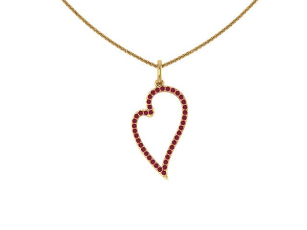 Valentines Ruby Heart Necklace 14K Yellow Gold Valentine's Gift Wedding Jewelry Women's Fine Jewelry Unique Neckalce July Birthstone  -V1122