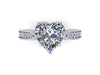 Victorian Diamond Engagement Ring Charles & Colvard Forever Brilliant Heart Shape Moissanite Center 14K White Gold Statement Ring - V1126