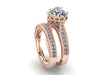 Victorian Diamond Bridal Set Engagement Ring With Matching Band Forever Brilliant Heart Shape Brilliant Moissanite Ctr 14K Rose Gold - V1126
