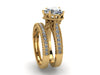 Victorian Diamond Bridal Set Engagement Ring With Matching Band Forever Brilliant Heart Shape Moissanite Ctr 14K Yellow Gold Statement-V1126