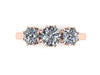 Unique Three-Stone Charles & Colvard Forever One Moissanite Band French Style Fine Jewelry 14K Rose Gold Band Mother's Day Gift -V1128