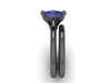 10x8mm Cushion Cut Blue Sapphire Solitaire Bridal Set 14K Black Gold Wedding Ring Marraige Bridal Fine Jewelry Elegant Gemstone Rings-V1132
