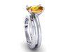10x8mm Cushion Cut Citrine Solitaire Engagement Ring With Matching Band 14K White Gold Bridal Set Fine Jewelry Elegant Gemstone rings -V1132