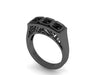 14K Black Gold Edwardian Three-Stone Black Diamond Engagment Ring Vintage Wedding Estate Fine Jewelry Antique Ring Anniversary Gift -V1134