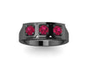 14K Black Gold Edwardian Three-Stone Genuine Ruby Engagment Ring Vintage Wedding Estate Fine Jewelry Antique Ring Anniversary Gift -V1134