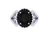 White Gold Engagement Ring Oval Black Diamond Ring Unique Engagement Ring Heart Wedding Ring Diamond Holiday Gifts For Her Gemstones - V1137