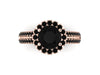 14k Rose Gold Unique Engagement Ring Round 7mm Genuine Black Diamond Center Black Diamond Halo Double Shank Ring Custom Jewelry Gifts- V1138