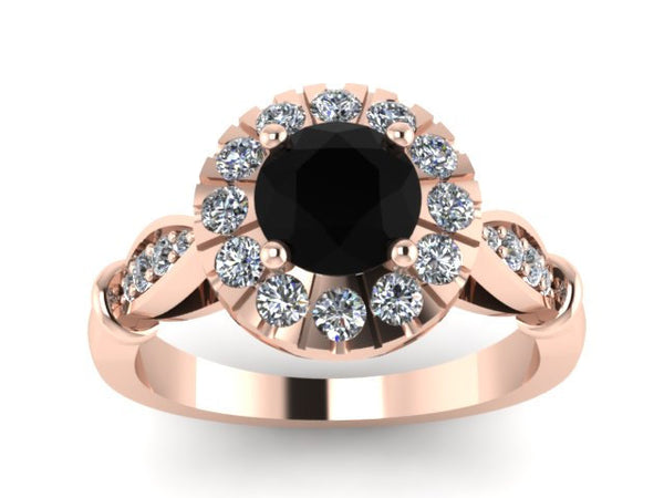 14k Rose Gold Engagement Ring Black Diamond Engagement Ring Victorian Ring Bridal Jewelry Valentine's Gift Etsy Fine Jewelry Unique - V1140