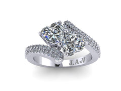 Unique Engagement Ring Diamond Wedding Ring 14K White/Black/Rose/Yellow Gold Ring with Heart Shape Forever Brilliant Moissanite Center Valentine's Gift- V1101