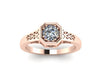 Edwardian Moissanite/Black Diamond Engagement Ring 14K White, Black, Rose, Yellow Gold - V1118