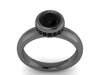 Black Diamond Engagement Ring Modern Design Fine Jewelry 14k Gold Wedding Ring Proposal Ring - V1139