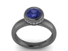 Blue Sapphire Engagement Ring Natural White Diamond Engagement Ring 14k Gold Marriage Ring Bridal Ring - V1139