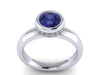 Blue Sapphire Engagement Ring Natural White Diamond Engagement Ring 14k Gold Marriage Ring Bridal Ring - V1139