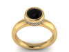 Genuine Black Diamond Engagement Ring Modern Statement Ring Marriage Proposal Unique Engagement Ring - V1139