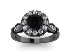 Genuine Black Diamond Engagement Ring Victorian Engagement Ring Vintage Fine Jewelry Mother's Day Gift - V1140