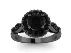 Genuine Black Diamond Victorian Engagement Ring Fine Jewelry Bridal Ring Statement Ring - V1140