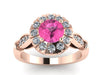 Pink Sapphire Engagement Ring 14k Gold Wedding Ring Genuine Diamond Engagement Ring - V1140