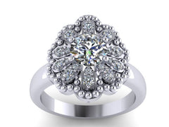 Forever Brilliant Moissanite Engagement Ring Diamond Wedding Ring 14k White Gold Bridal Ring Flower Proposal-V1141