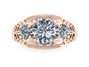Rose Gold Engagement Ring Edwardian Forever Brilliant Moissanite Engagement Ring 14K Vintage Ring Filigree Design Ring Statement Ring- V1144