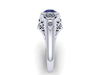 Blue Sapphire Engagement Ring Vintage Engagement Ring Diamond Ring Filigree Design 14k White Gold Bridal Ring Wedding Anniversary - V1145