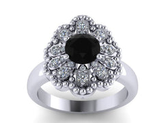 Unique Engagement Ring Natural Black Diamond Engagement Ring Wedding Ring 14k White Gold Bridal Ring Jewelry Black Diamond Fine Jewel- V1141