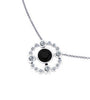 Black Diamond Necklace 14K White Gold Necklace with 5mm Black Diamond Center Valentine's Gift Women's Jewelry Gemstone Necklace Gems- V1074