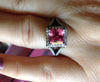 Pink Sapphire Engagement Ring Princess Cut Diamond Engagement Ring Gemstone Ring 14K Black Gold with 6.5x6.5mm Pink Sapphire Center - V1087