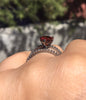 Garnet Engagement Ring Diamond Engagement Ring January Brithstone Ring 14K Black Gold Band Orange Garnet Valentine's Special Gift - V1084