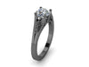 Forever One Moissanite Engagement Ring Wedding Ring 14K Black Gold Unique Bridal Ring Filigree Design Fine Jewelry Chrsitmas Gift - V1155