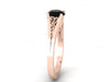 Black Diamond Engagement Ring Wedding Ring 14K Rose Gold Unique Bridal Ring Filigree Design Fine Jewelry Valentine's Gift Edwardian - V1155