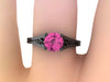 Pink Sapphire Engagement Ring Wedding Ring 14K Black Gold Unique Bridal Ring Filigree Design Fine Jewelry Chrsitmas April Birthstone - V1155