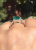 Emerald Engagement Ring Princess Cut Diamond Engagement Ring 14K White Gold with 6.5x6.5mm Green Emerald Center Unique Gemsotne Rings- V1087