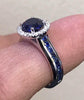 RESERVED for Corey - 2nd of 6 Payments - Blue Sapphire Engagement Ring 14K White Gold Ring Diamond Halo Ring - V1032