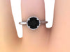 Black Diamond Engagement Ring 14k White Gold Wedding Ring Round Unique Engagement Jewelry Classic Engagement Ring For Women Genuine -V1161