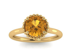 Citrine Engagement Ring 14k Yellow Gold Wedding Ring Round Unique Engagement Jewelry Classic Engagement Ring For Women Round Gemstone -V1161