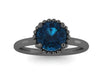 London Blue Topaz Engagement Ring 14k Black Gold Wedding Ring Round Unique Engagement Jewelry Classic Engagement Ring For Women Brides-V1161