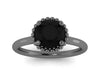 Black Diamond Engagement Ring 14k Black Gold Wedding Ring Round Unique Engagement Jewelry Classic Engagement Ring For Women Genuine -V1161