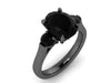 Oval Genuine Black Diamond Engagement Ring 14k Black Gold Three-Stone Wedding Ring Back Diamond Bridal Jewelry Unique Marriage Ring  - V1164