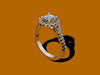 Platinum Engagement Ring Forever One Moissanite Wedding Ring Diamond Engagement Ring with 6.5mm Round F1 Moissanite Center Bridal - V1023M
