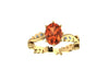 Flower Diamond Engagement Ring Spessartite Engagement Ring 14K Yellow Gold Engagement Ring With Orange Garnet Spessartite Center - V1053