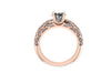 Moissanite Engagement Ring 14K Rose Gold Ring with 6.5mm Round Charles and Colvard Forever One Moissanite Center Bridal Jewelry- V1040