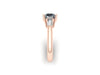 Three-Stone Engagement Ring 14K Rose Gold with 8mm Round Brilliant Moissanite Center and Two Baguette Moissanite Side-Stones - V1068