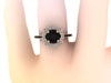 Black Diamond Flower Engagement Ring 14K Rose Gold with 6.5mm Black Diamond Center Natural Diamonds Ring Valentine's Gift Unique Rings-V1078