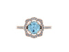 Flower Aquamarine Engagement Ring 14K Rose Gold with 6.5mm Light Blue Aquamarine Center Flower Engagement Ring Gemstone Engagement - V1078