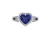 Diamond Engagement Ring Heart Shaped Blue Sapphire Engagement Ring 14K White Gold with 8x8mm Blue Sapphire Center Valentine's Gift - V1083