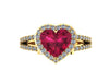 Ruby Engagement Ring Diamond Wedding Ring Heart Shaped Red Ruby Ring 14K Yellow Gold with 8x8mm Red Ruby Center Valentine's Gifts - V1083