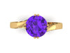 Elegance Collection Engagement Ring February Birthstone 14K Yellow Gold Wedding Ring with 7mm Round Amethyst Center Mother's Day Gems- V1093